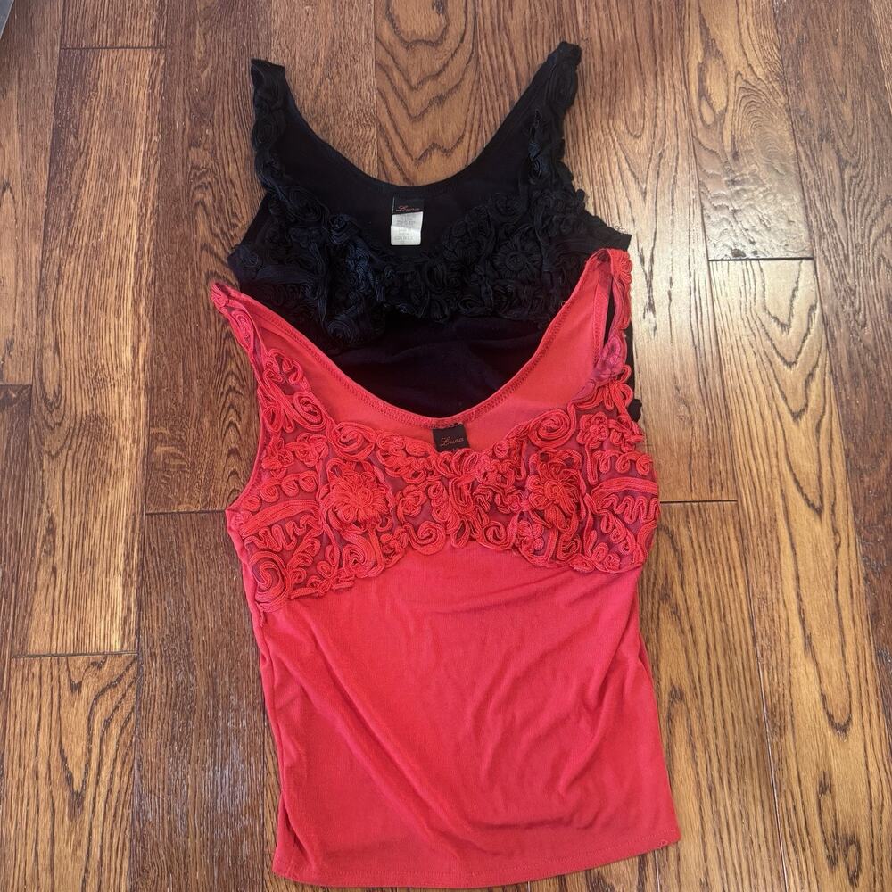 VTG Tank Tops 2 Juniors Small Whimsigoth Babydoll Gothic Coquette Vampire Y2K